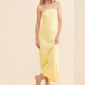 Chic Strapless Yellow Dress